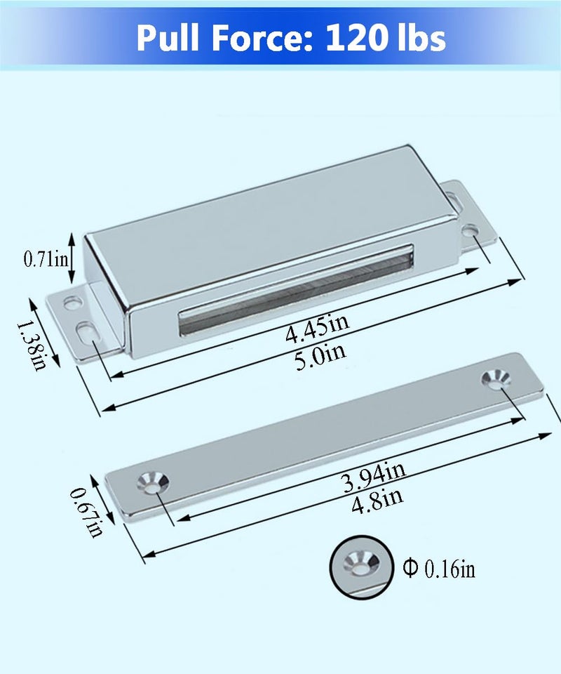 WOOCH Door Magnetic Catch - 160lb High Magnetic Stainless Steel Heavy Duty Catch for Kitchen Bathroom Cupboard Wardrobe Closet Closures Cabinet Door Drawer Latch (Silver, 1-Pack) - Image 2